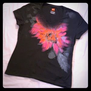 Woman’s Hanes V Neck Flower T-Shirt